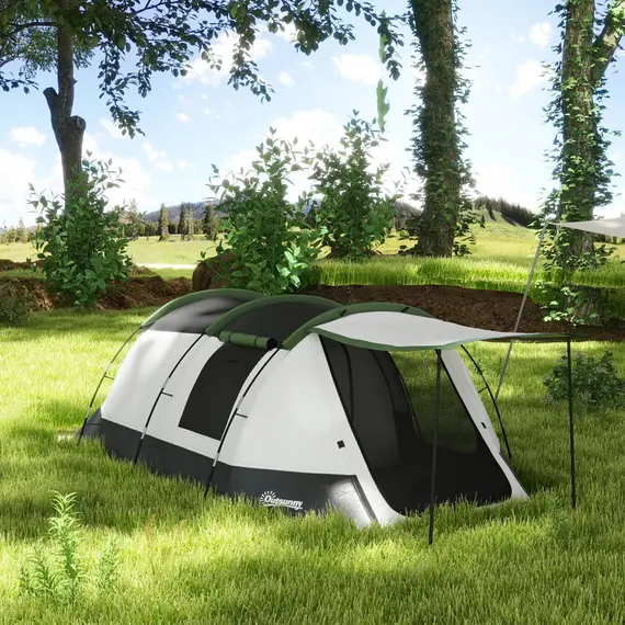 Buy Three-Man Camping Tent, with Two Rooms and Porch - Green, 2 image