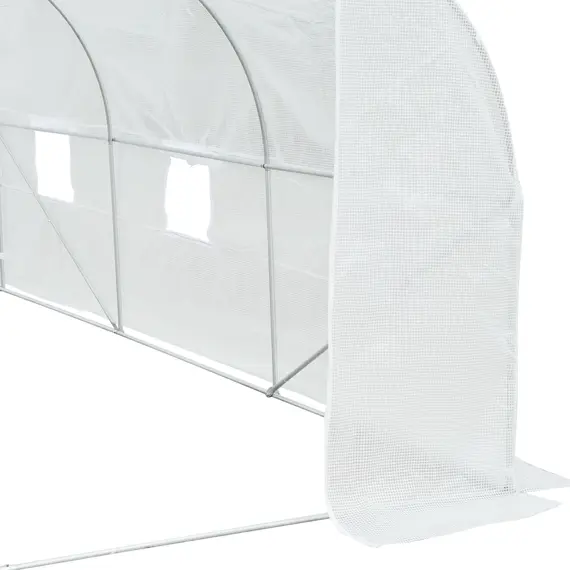 Buy Walk-In Polytunnel Greenhouse Warm House Garden Tunnel Shelter Plant Shed with Door and Windows, Galvanised Steel Frame, 4.5 x 3 x 2m, White, 8 image