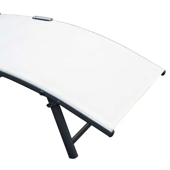 Buy Sun Lounger Steel Frame Outdoor Folding Chaise Texteline Lounge Chair Recliner with Headrest & 7 Levels Adjustable Backrest, Cream White, 8 image