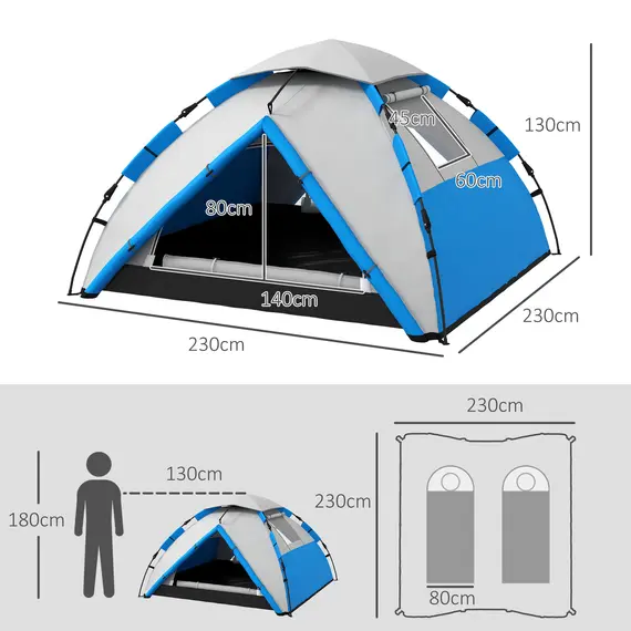 Buy Two-Man One Room Camping Tent, with Accessories - Blue, 3 image