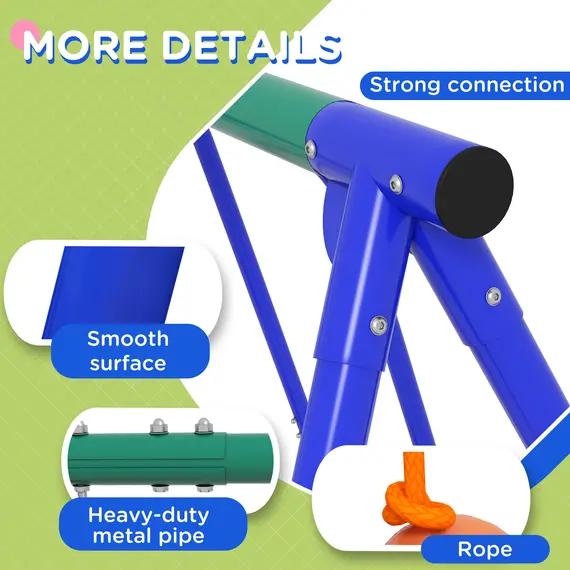 Buy Three-In-One Kids Metal Swing Set with Swing, Glider, Rocking Chair Swing, for Ages 3+ years - Orange and Blue, 7 image