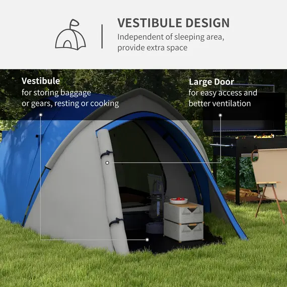 Buy Two-Man Dome Tent, with Front Vestibule - Blue/Grey, 5 image