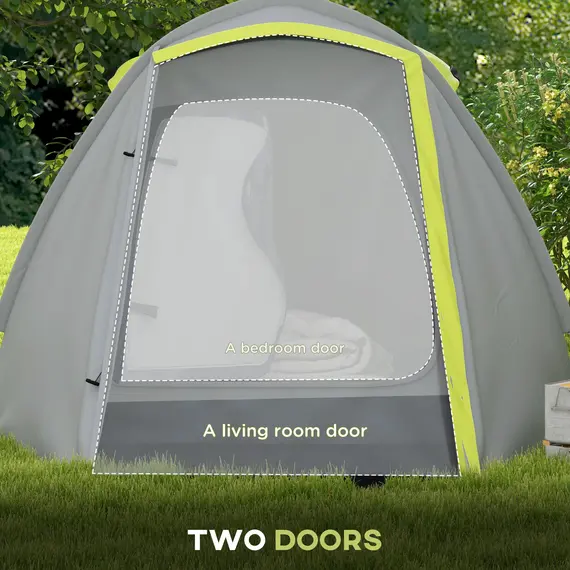 Buy Two-Man Dome Tent, with Front Porch and Accessories - Yellow/Grey, 6 image
