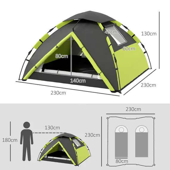 Buy Two-Man One Room Camping Tent, with Accessories - Green, 3 image