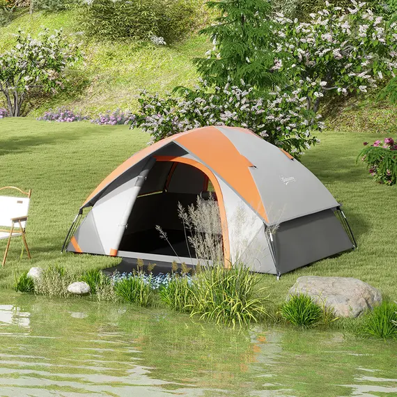 Buy Two Man Single Room Dome Tent, with Accessories - Orange/Grey, 2 image