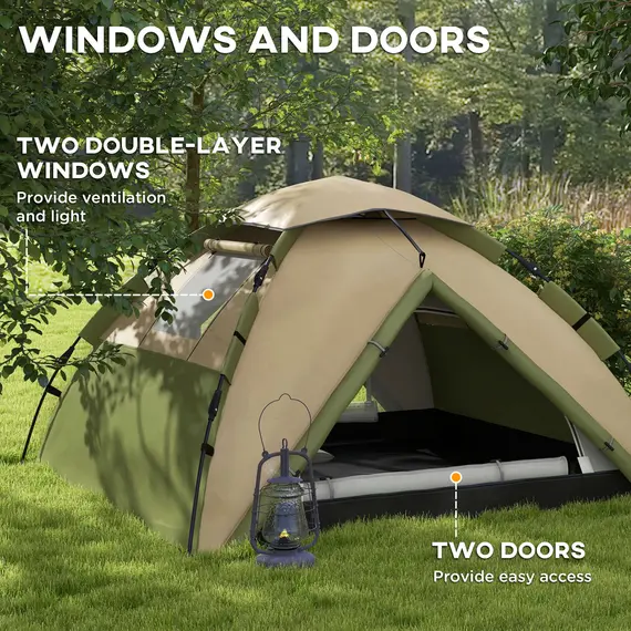 Buy Two-Man One Room Camping Tent, with Accessories - Dark Green, 6 image