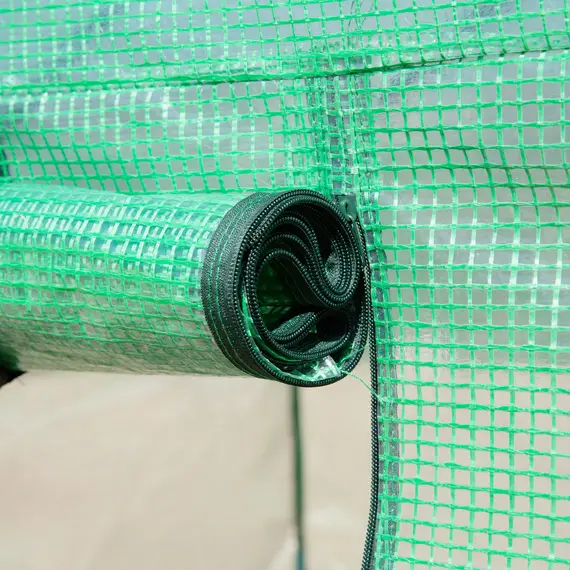 Buy Walk-in Polytunnel Greenhouse, Outdoor Garden Tunnel Greenhouse Tent with Zipped Roll-Up Door and 6 Mesh Windows, 4 x 3M, 9 image