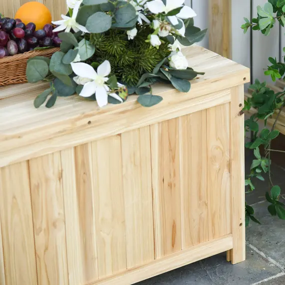 Buy Wood Storage Bench for Patio Furniture, Outdoor Garden Seating Tools, 9 image