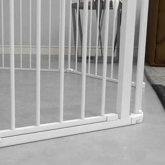 Buy 2 in 1 8 Panels Dog Pen, Safety Gate, with Lockable Door, for Medium Dogs - White, 9 image