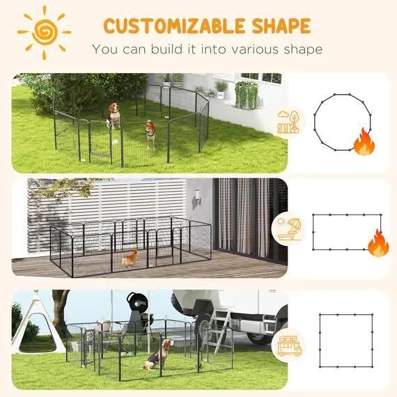 Buy 12 Panels Heavy Duty Puppy Playpen, for Small Dogs, Indoor and Outdoor Use - Silver, 4 image