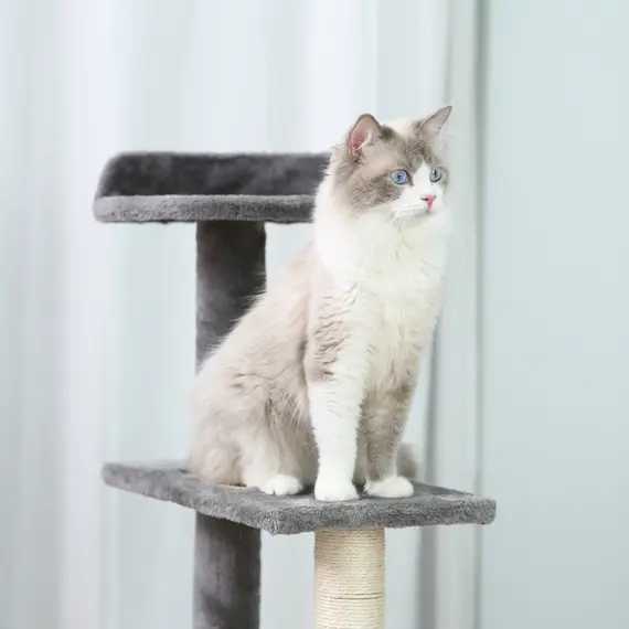 Buy 100 cm Cat Tree for Indoor Cats Kitten Scratch Scratching Post Climbing Tower Activity Centre Grey, 7 image