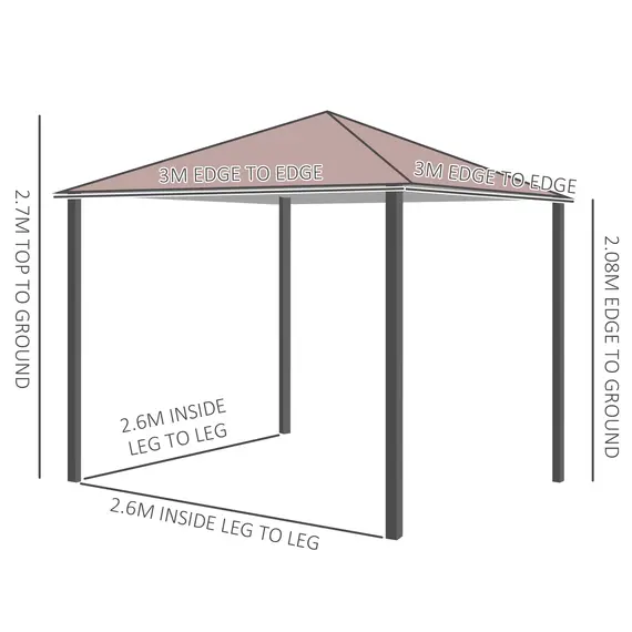 Buy Garden Gazebo, Outdoor Gazebo Canopy Shelter with Curtains and Steel Frame for Lawn, Yard and Deck, Coffee, 3 image