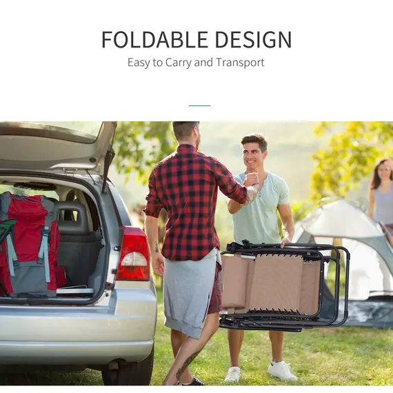 Buy Zero Gravity Chair Metal Frame Texteline Armchair Outdoor Folding and Reclining Sun Lounger with Head Pillow for Patio Decking Gardens Camping, Beige, 5 image