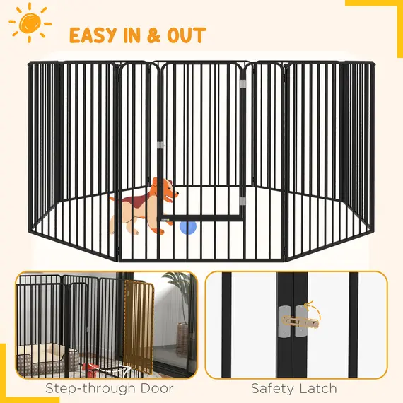 Buy 100cm 8 Panels Heavy Duty Dog Pen, Pet Playpen for Indoors, Outdoors, Small, Medium, Large Dogs, 7 image