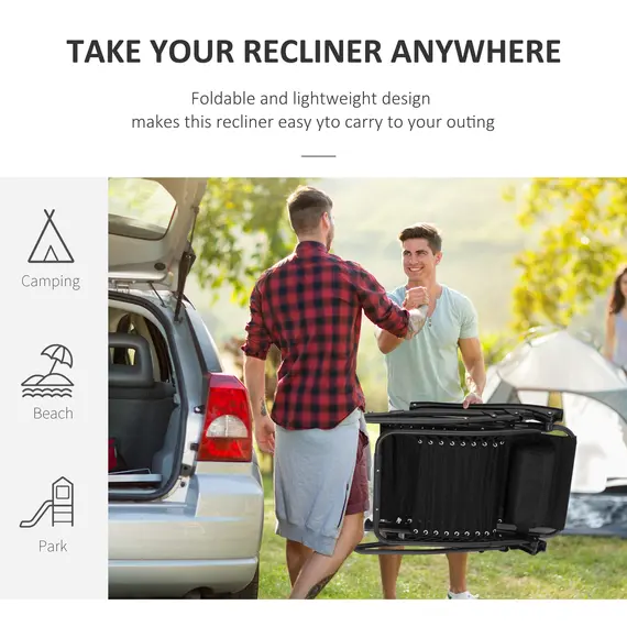 Buy Zero Gravity Chair Metal Frame Texteline Armchair Outdoor Folding and Reclining Sun Lounger with Head Pillow for Patio Decking Gardens Camping, Black, 5 image