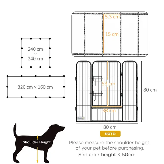 Buy 12 Panels Heavy Duty Puppy Playpen, for Small Dogs, Indoor and Outdoor Use - Silver, 3 image