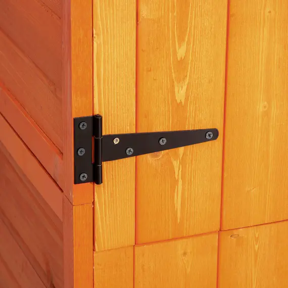 Buy Wooden Outdoor Storage Shed, Compact Utility Outdoor Tool Shed with Lockable Double Doors and Shelves, Orange, 8 image