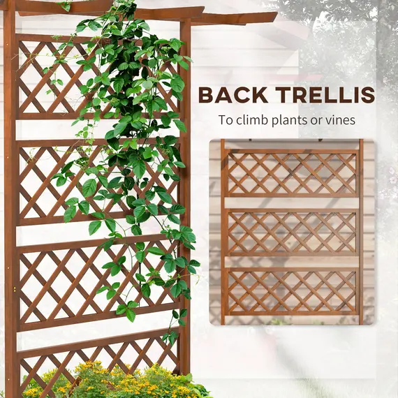 Buy Wooden Trellis Planter Box, Raised Garden Bed to Grow Vegetables, Herbs and Flowers, Orange, 4 image