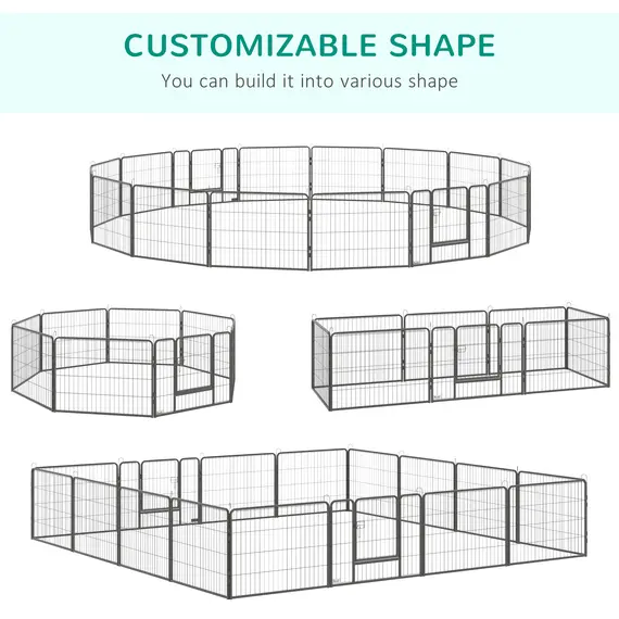 Buy 16 Panels Heavy Duty Puppy Playpen, for Small Dogs, Indoor and Outdoor Use - Grey, 4 image