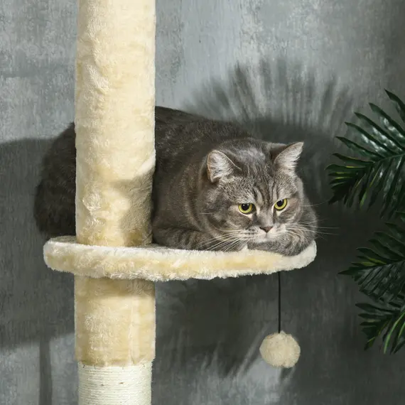Buy 255cm Cat Tree Tower for Indoor Cats, with Scratching Post, Cat House, Platform - Beige, 7 image