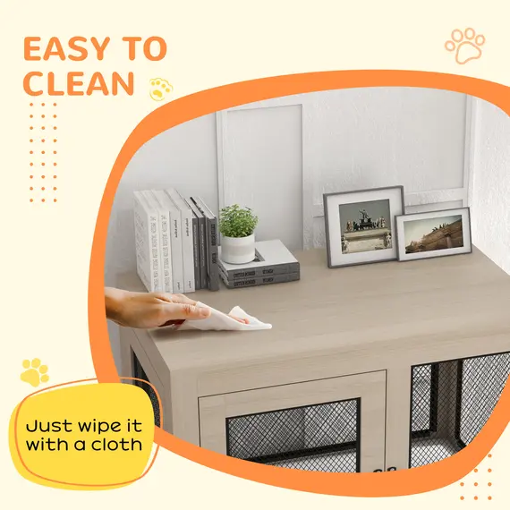Buy 2-in-1 Dog Cage & Side Table, with Two Doors, Cushion, for Large Dogs, 8 image