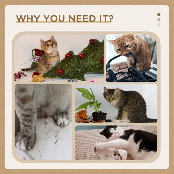 Buy 255cm Cat Tree Tower for Indoor Cats, with Scratching Post, Cat House, Platform - Beige, 5 image