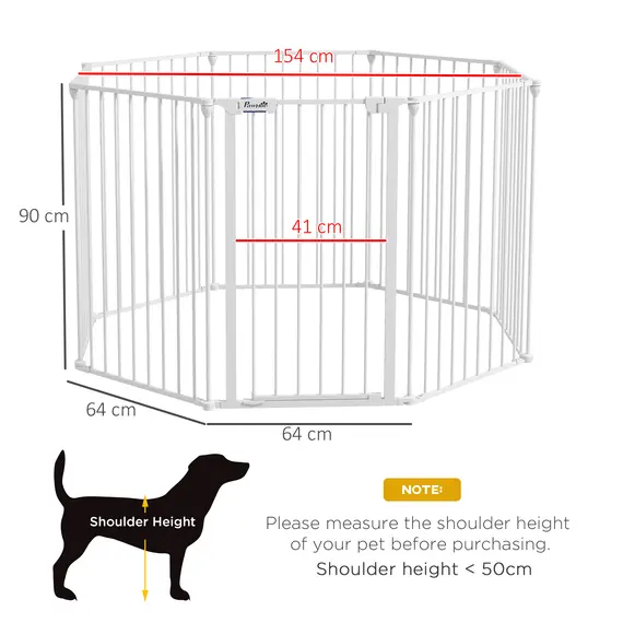 Buy 2 in 1 8 Panels Dog Pen, Safety Gate, with Lockable Door, for Medium Dogs - White, 3 image