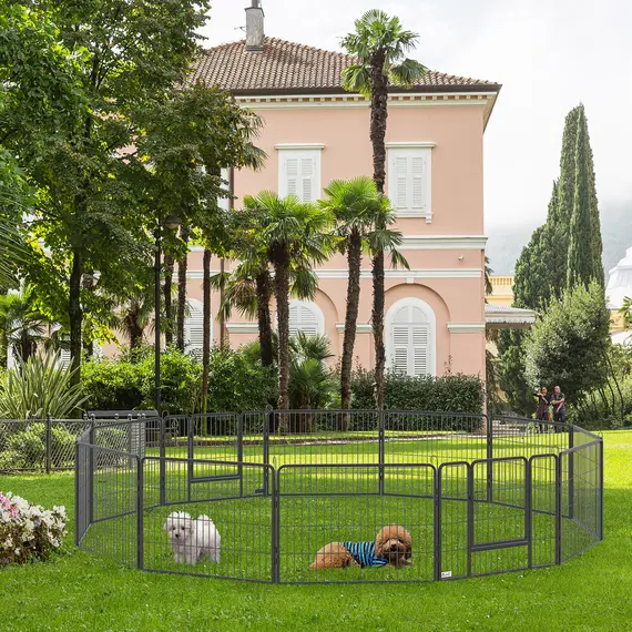 Buy 12 Panels Heavy Duty Puppy Playpen, for Small Dogs, Indoor and Outdoor Use - Silver, 2 image