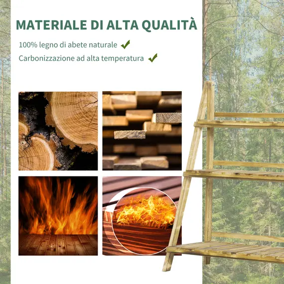 Buy Wooden Folding Flower Pot Stand 3 Tier Garden Planter Display Ladder Gardener Storage Shelves Rack Herb Holder (100L x 37W x 93H cm), 4 image