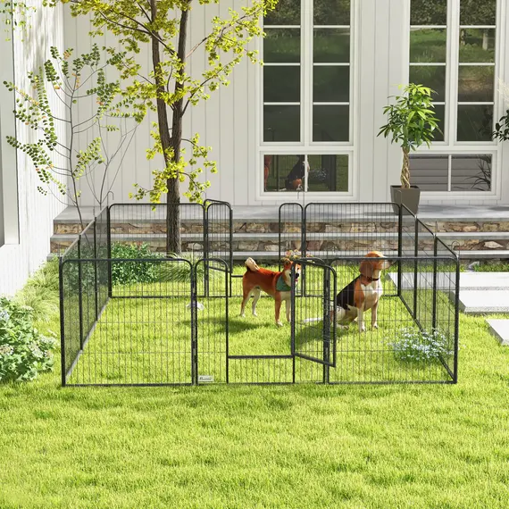 Buy 12 Panels Heavy Duty Puppy Playpen, for Small Dogs, Indoor and Outdoor Use - Silver, 8 image