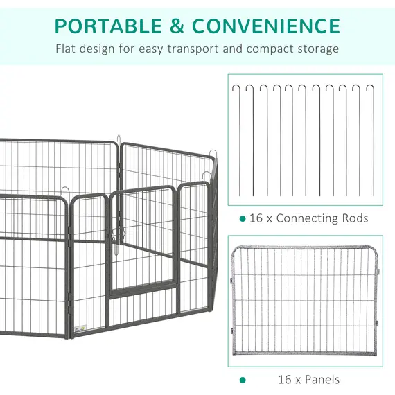 Buy 16 Panels Heavy Duty Puppy Playpen, for Small Dogs, Indoor and Outdoor Use - Grey, 6 image