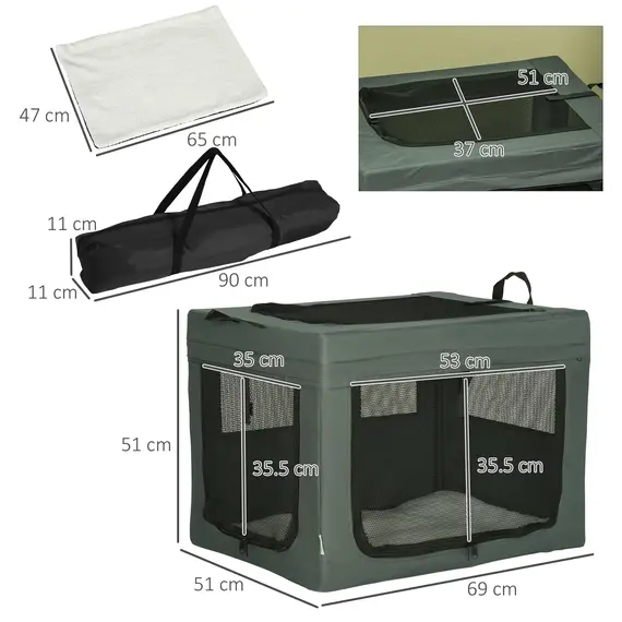 Buy 69cm Pet Carrier, with Cushion, for Miniature and Small Dogs - Grey, 3 image