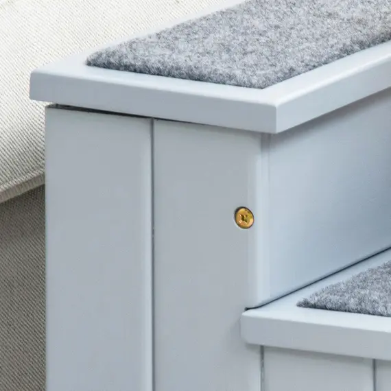 Buy 3 Step Wooden Dog Steps Pet Stairs for Dogs, Cat Ladder for Bed Couch with Storage Grey, 9 image