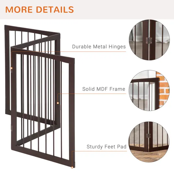 Buy 3 Panel Stair Gate Foldable Dog Door Gate Indoor Free Standing Safety Gate Pet Barrier 76cm Height, 6 image