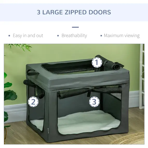 Buy 69cm Pet Carrier, with Cushion, for Miniature and Small Dogs - Grey, 8 image