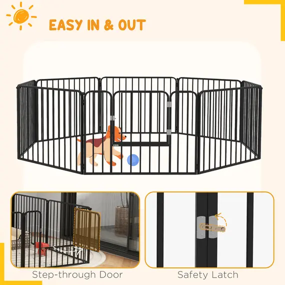 Buy 60cm 8 Panels Heavy Duty Dog Pen, Pet Playpen for Indoors, Outdoors, Small Dogs, 7 image