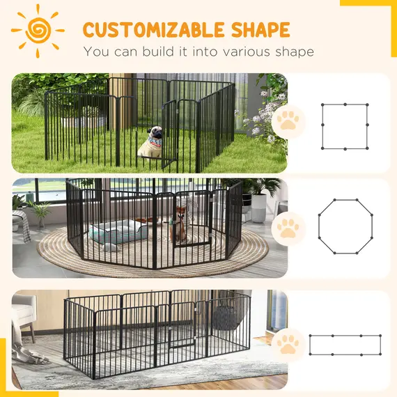 Buy 80cm 8 Panels Heavy Duty Dog Pen, Pet Playpen for Indoors, Outdoors, Small, Medium Dogs, 5 image