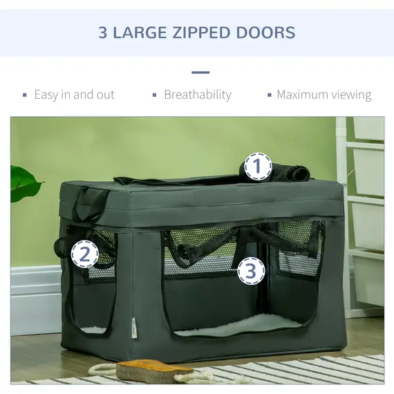 Buy 48.5cm Pet Carrier, with Cushion, for Miniature Dogs - Grey, 5 image