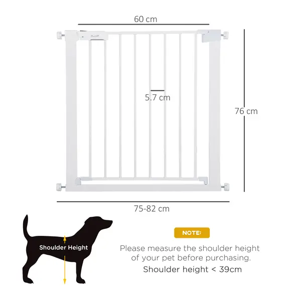 Buy Adjustable Pet Safety Gate Dog Barrier Home Fence Room Divider Stair Guard Mounting White (76 H x 75-82W cm), 3 image