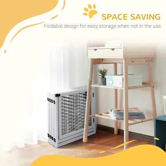 Buy 8 Panels Foldable Pet Gate with Support Feet, for House, Doorway, Stairs, Small and Medium Dogs - White, 6 image