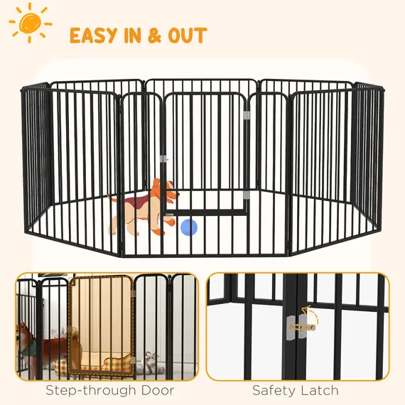Buy 80cm 8 Panels Heavy Duty Dog Pen, Pet Playpen for Indoors, Outdoors, Small, Medium Dogs, 7 image