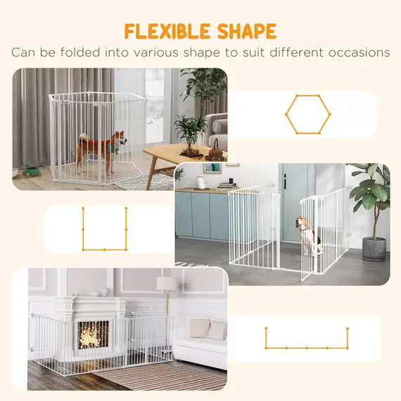 Buy 6 Panels Foldable Dog Playpen, Puppy Pen Crate with Door - White, 4 image