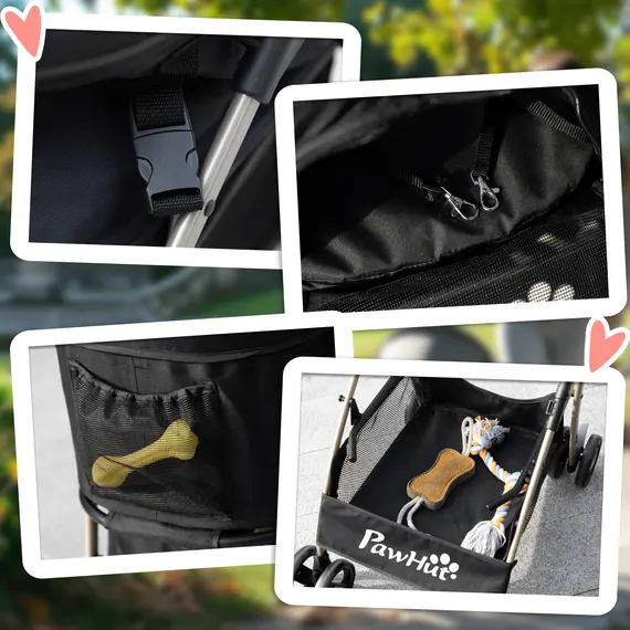 Buy 3 In 1 Detachable Pet Stroller, for Extra Small and Small Dogs - Black, 8 image