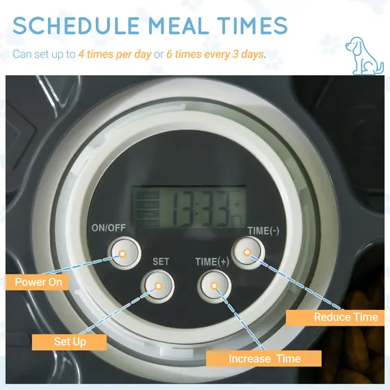 Buy Automatic Pet Dog Cat Feeder w/ Digital Timer Six-Meal Food Dispenser, 4 image