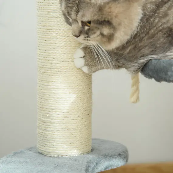 Buy 65cm Cat Tree, Cat Tower for Kittens, Small Cat Condo with Sisal Scratching Posts, Hanging Rope, Perches - Grey, 9 image