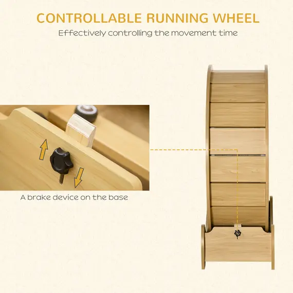 Buy 30" Wooden Cat Running Wheel with Brake, Natural Wood Finish, 6 image
