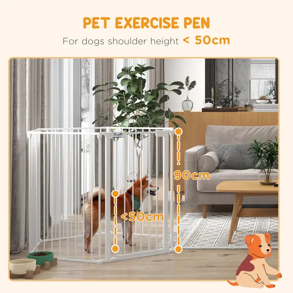 Buy 6 Panels Foldable Dog Playpen, Puppy Pen Crate with Door - White, 7 image
