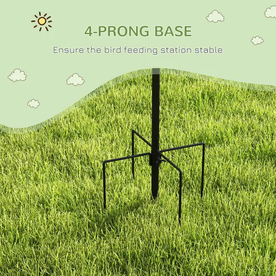 Buy Bird Feeding Station Kit, Wild Bird Feeder Pole with 6 Hooks, 4 Hanging Feeders for Peanuts, Seed, Fat Balls, for Garden, Outdoor, Black, 6 image