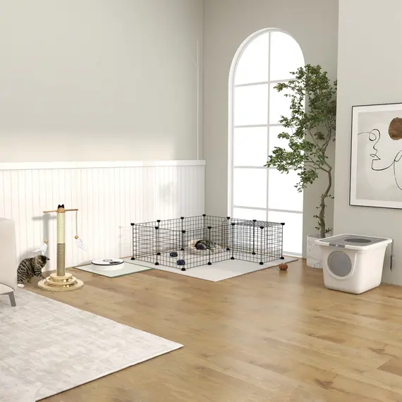 Buy Cat Litter Box, Pet Toilet, Enclosed Kitten Pan with Front Entrance Top Exit, High Side, Scoop, White, 9 image