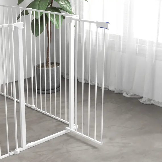 Buy 6 Panels Foldable Dog Playpen, Puppy Pen Crate with Door - White, 9 image